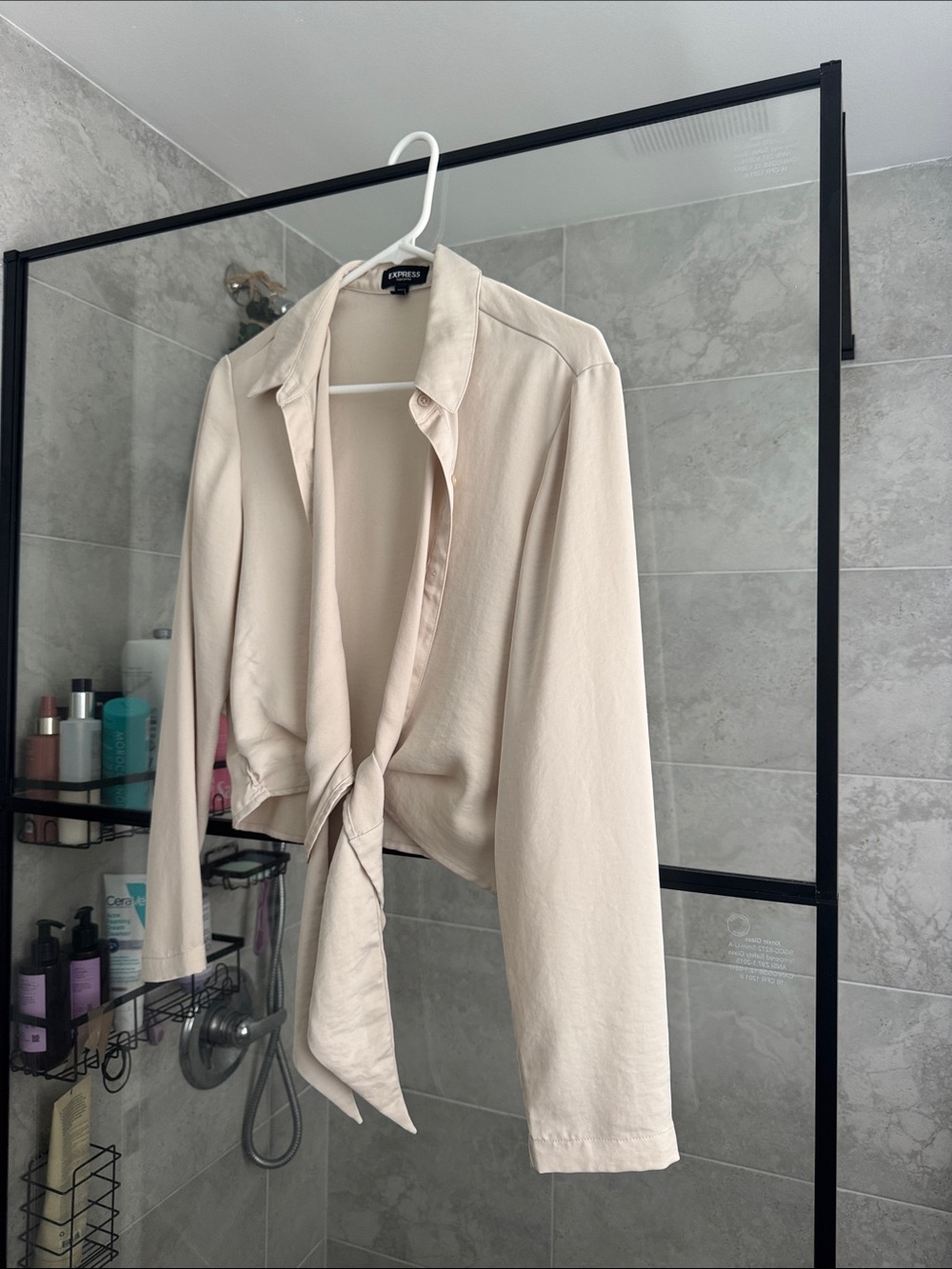 Express Women's Light Cream Tie-Front Blazer